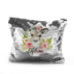Personalised Sequin Zip Bag with Reindeer Pink Flowers and Cute Text