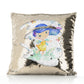 Personalised Sequin Cushion with Cute Text and Butterfly Hill Blue Hair Fairy