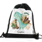 Personalised Drawstring Backpack with Name and Blue T-Rex