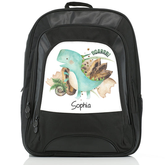 Personalised Rucksack with Name and Blue T-Rex