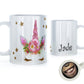 Personalised Mug with Mystical Text and Gold Eyelashes Pink Floral Unicorn