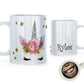 Personalised Mug with Mystical Text and Bewitching Silver Floral Unicorn