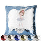 Personalised Sequin Cushion with Cute Text and Light Brown Hair White Dress Ballerina