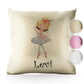 Personalised Glitter Cushion with Cute Text and Blonde Hair White Dress Ballerina