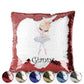 Personalised Sequin Cushion with Cute Text and Blonde Hair White Dress Ballerina