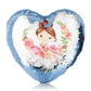 Personalised Sequin Heart Cushion with Cute Text and Flower Wreath Light Brown Hair Ballerina
