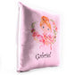 Personalised Glitter Cushion with Cute Text and Flower Wreath Red Hair Ballerina