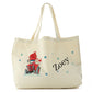 Personalised Canvas Tote Bag with Merry Christmas Name and Santa Red Tractor