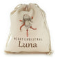Personalised Canvas Sack with Cute Text and Dancing Grey Rabbit