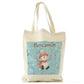 Personalised Canvas Tote Bag with Cute Text and Blue and White Spots Snowman