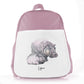 Personalised School Bag with Welcoming Text and Relaxing Mum and Baby Hippos