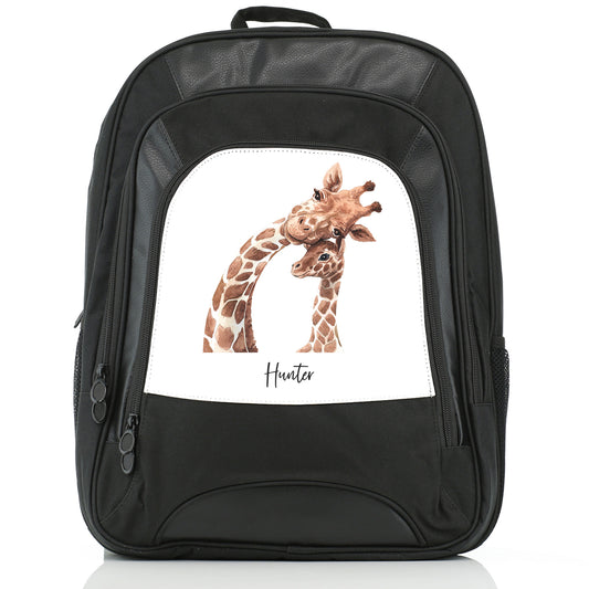 Personalised Large Multifunction Backpack with Welcoming Text and Relaxing Mum and Baby Giraffes