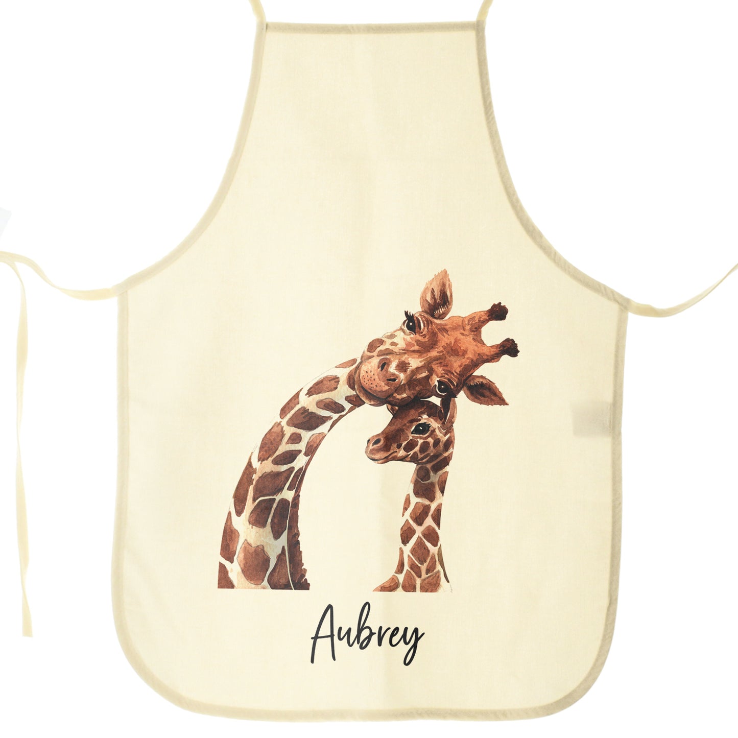 Personalised Apron with Welcoming Text and Relaxing Mum and Baby Giraffes