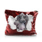 Personalisierte Pailletten-Reißverschlusstasche mit Begrüßungstext und umarmender Mutter und ihrem Baby-Flusspferd