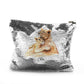 Personalisierte Pailletten-Reißverschlusstasche mit Begrüßungstext und umarmenden Löwenbabys