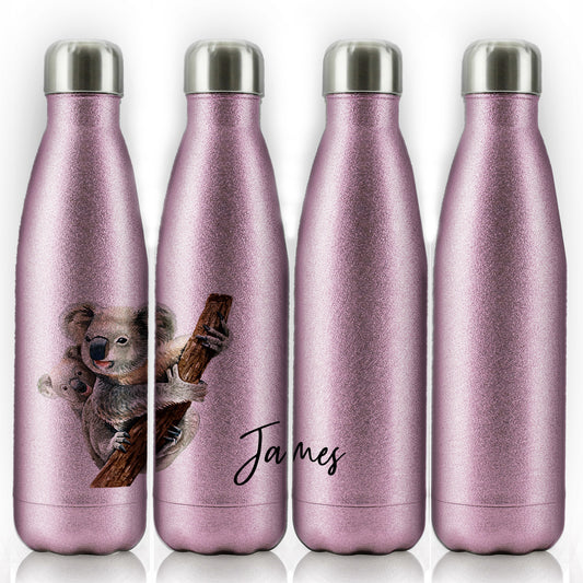 Personalised Cola Bottle with Welcoming Text and Climbing Mum and Baby Koalas