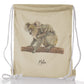 Personalised Glitter Drawstring Backpack with Welcoming Text and Embracing Mum and Baby Koalas