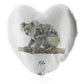 Personalised Glitter Heart Cushion with Welcoming Text and Embracing Mum and Baby Koalas