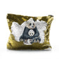 Personalisierte Pailletten-Reißverschlusstasche mit Begrüßungstext und entspannenden Mama- und Baby-Pandas