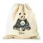 Personalised Canvas Drawstring Backpack with Welcoming Text and Relaxing Mum and Baby Pandas