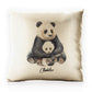 Personalised Glitter Cushion with Welcoming Text and Relaxing Mum and Baby Pandas