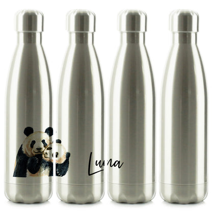 Personalised Cola Bottle with Welcoming Text and Embracing Mum and Baby Pandas