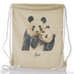 Personalisierter Glitzer-Rucksack mit Kordelzug, mit Begrüßungstext und umarmenden Mama- und Baby-Pandas