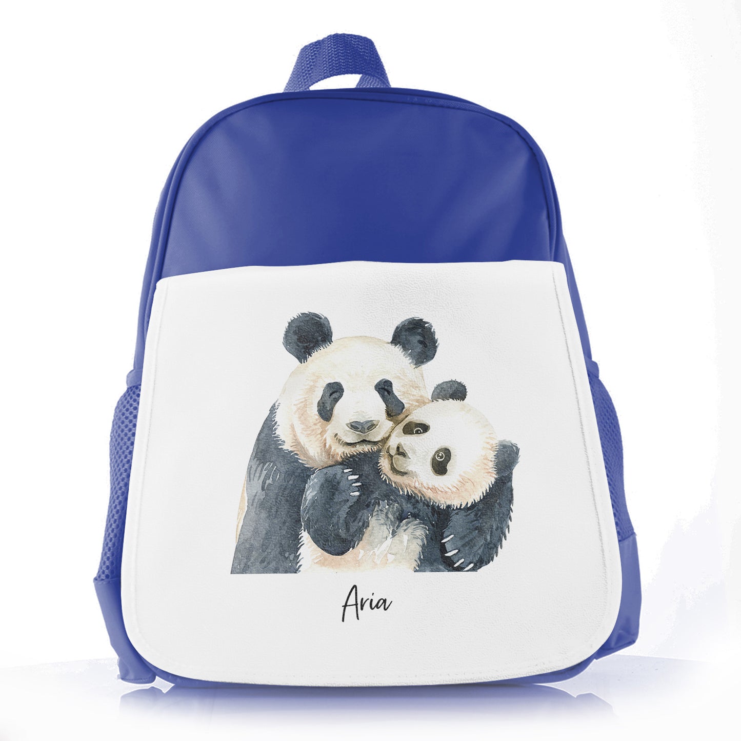 Personalisierte Schultüte mit Begrüßungstext und umarmenden Mama- und Baby-Pandas