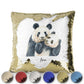 Personalised Sequin Cushion with Welcoming Text and Embracing Mum and Baby Pandas
