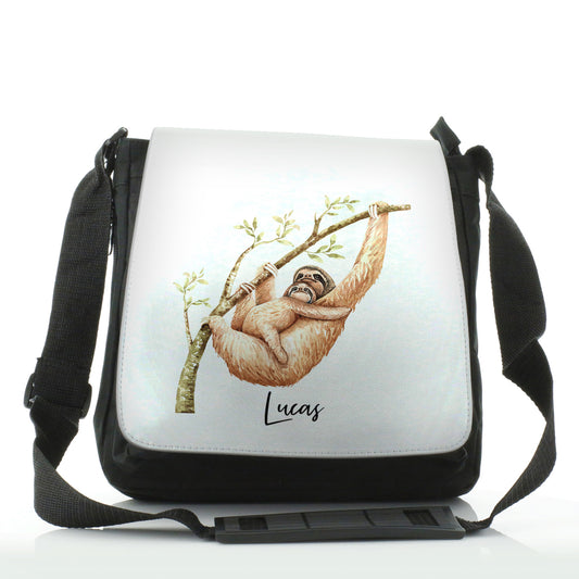 Personalised Shoulder Bag with Welcoming Text and Climbing Mum and Baby Sloths