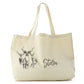 Personalised Canvas Tote Bag with Stylish Text and Stag Deer Sketch