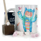 Personalised Mug with Childish Text and Furry Growling Blue Monster