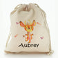 Personalised Canvas Sack with Childish Text and Horned Growling Orange Monster