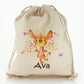 Personalised Canvas Sack with Childish Text and Horned Growling Orange Splatter Monster