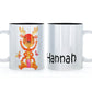 Personalised Mug with Childish Text and Antlered Orange Striped Monster