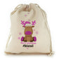 Personalised Canvas Sack with Merry Christmas Text and Purple Santa Hat Reindeer