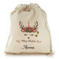 Personalised Canvas Sack with Fancy Text and Pink Floral Reindeer Unicorn