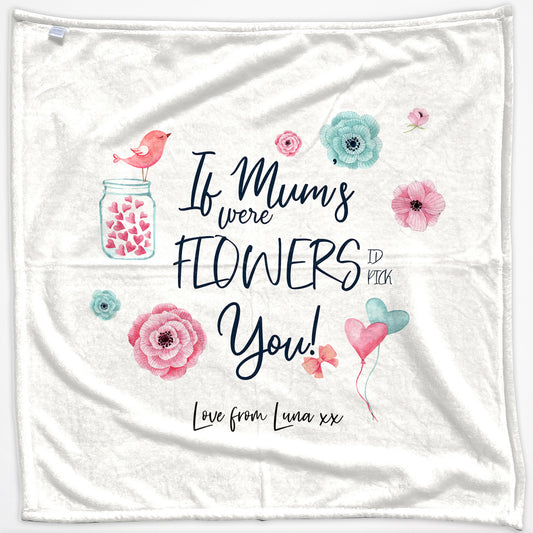 Personalised Blanket with Stylish Text and Flowers Love Message