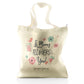 Personalisierte Glitzer-Einkaufstasche mit stilvollem Text und Blumen-Liebesbotschaft