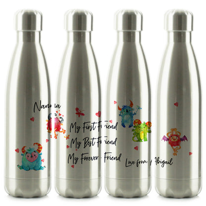 Personalisierte Cola-Flasche mit stilvollem Text und der Botschaft „Forever Friend Monster“.