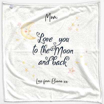 Personalised Blanket with Stylish Text and Moon Love Message