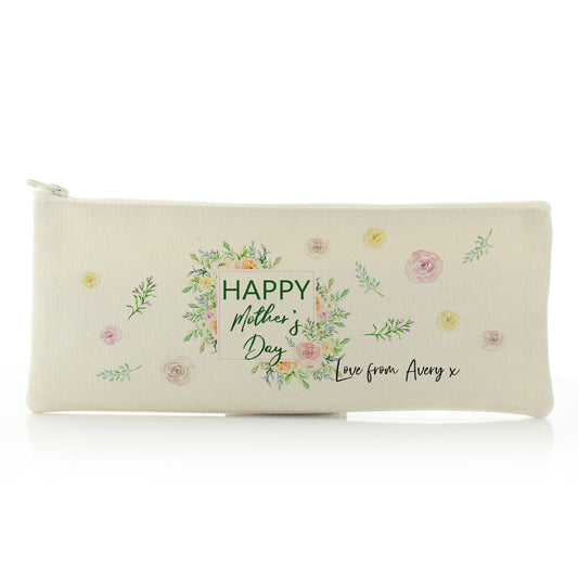 Personalised Canvas Zip Bag with Stylish Text and Floral Mother’s Day Message