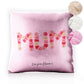Personalised Glitter Cushion with Stylish Text and Floral MUM