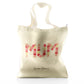 Personalisierte Glitzer-Einkaufstasche mit stilvollem Text und floraler Mama