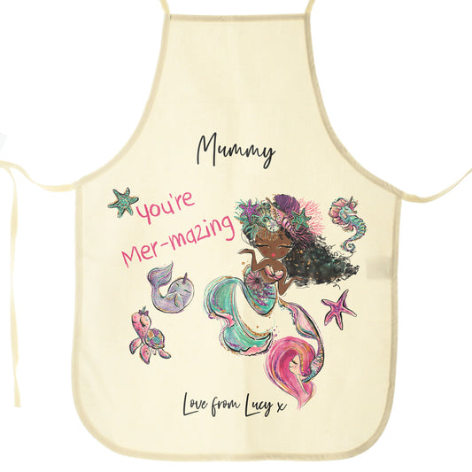 Personalised Canvas Apron with Stylish Text and Mermaid Love Message