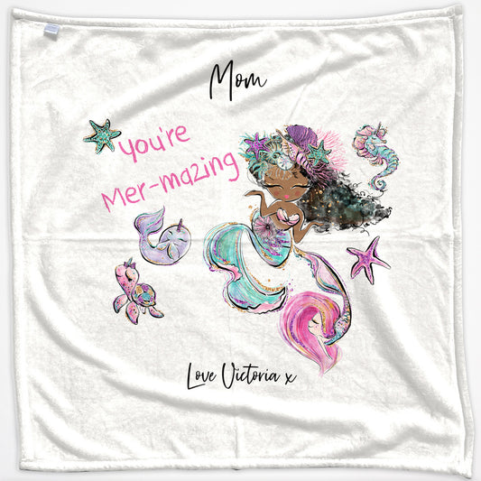 Personalised Blanket with Stylish Text and Mermaid Love Message