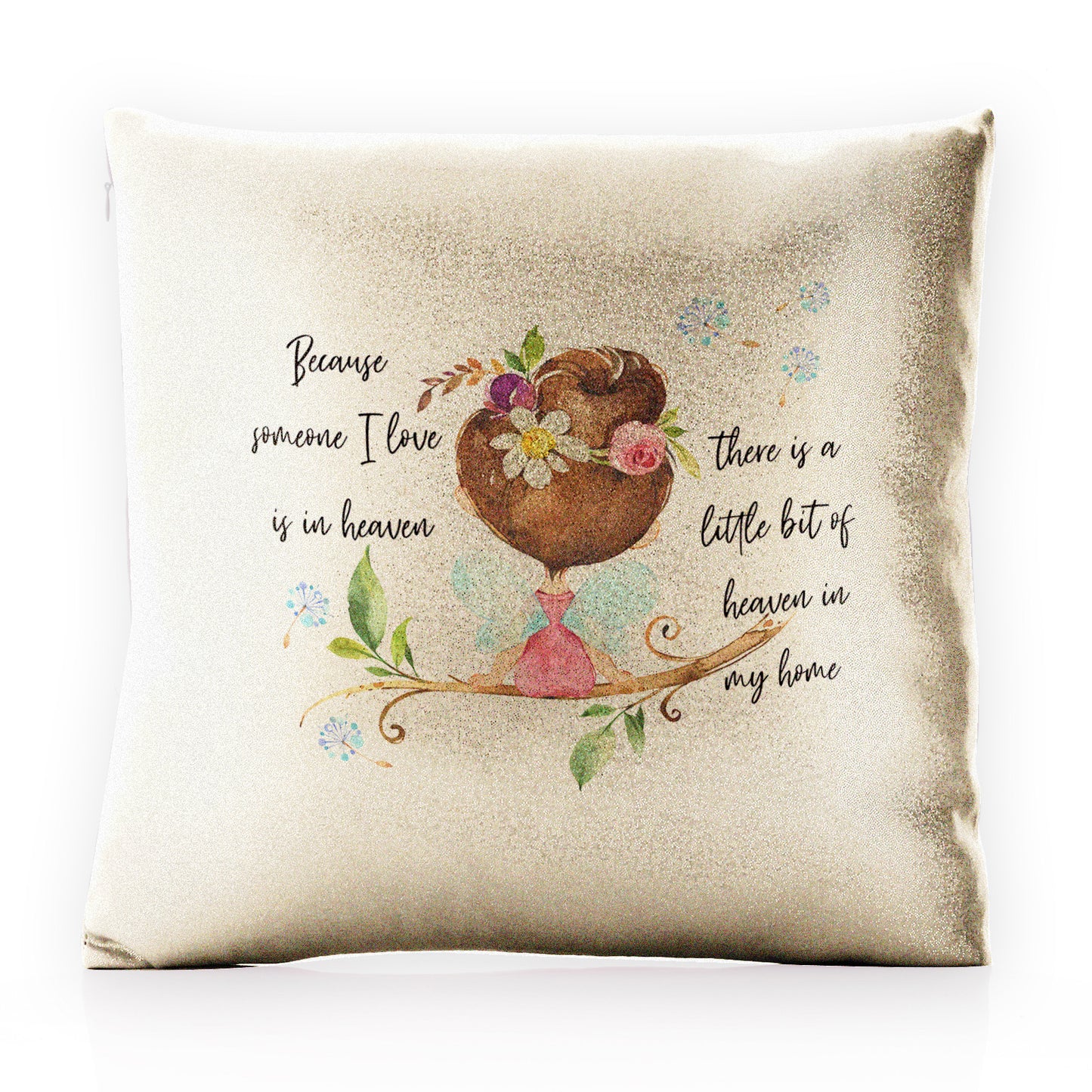 Personalised Glitter Cushion with Heaven Love Message