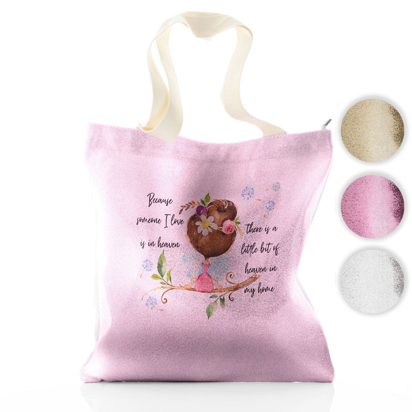 Personalised Glitter Tote Bag with Heaven Love Message