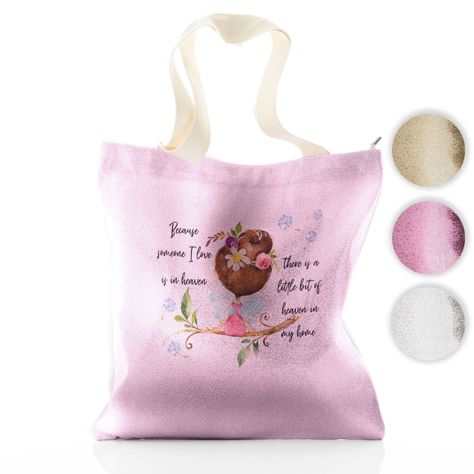 Personalised Glitter Tote Bag with Heaven Love Message