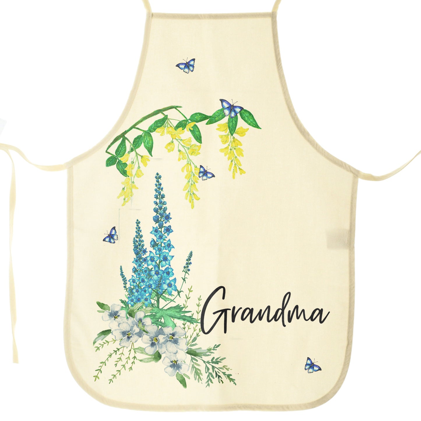 Personalised Apron with Stylish Text and Beautiful Garden Flowers Print